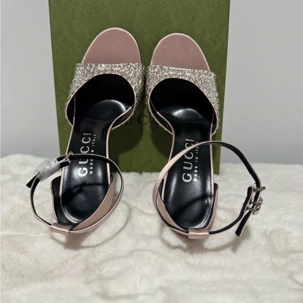 Gucci Blush Crystal-Studded Heels - Picture 4 of 6